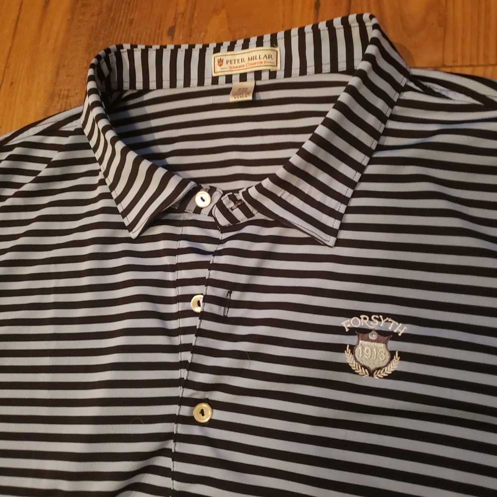 Peter‎ Millar Forsyth Golf Polo Striped Performance Casual Shirt